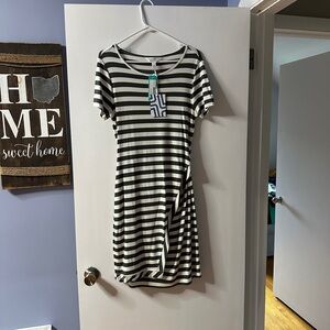 Striped Olive and Off White Women's Dress